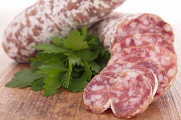 close up on salami