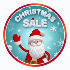 Christmas sale promoting banner with Santa Claus