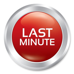 Last minute button. Sale red round sticker.