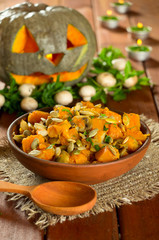 Pumpkin stew with mushrooms