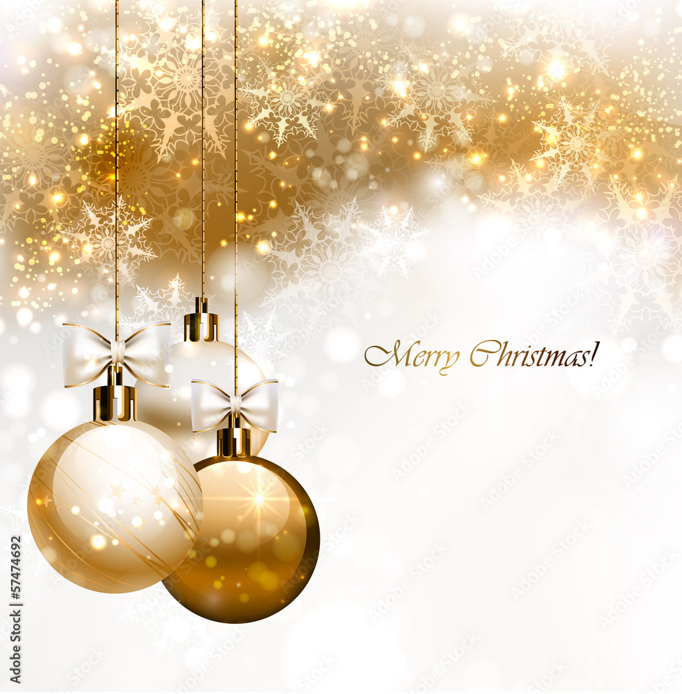 Wall mural christmas background with three christmas baubles