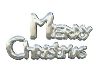 Shining Silver Lettering Merry Christmas Isolated On White