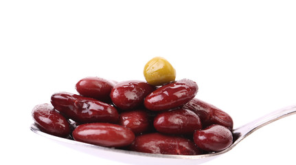 Preserve beans on a spoon.