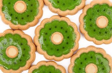 Biscuits with kiwi jam.