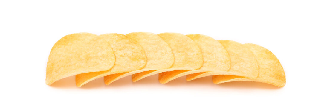 Row of potato chips.