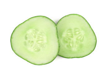 Two slices of fresh cucumber.