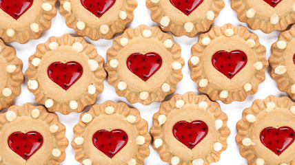 Heart shaped strawberry biscuit.