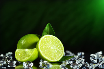 Fresh limes with leaves