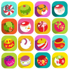 colorful flat christmas icons