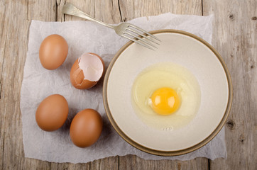 organic eggs on kitchen paper