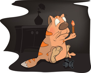 Cat in dark night cartoon © liusa