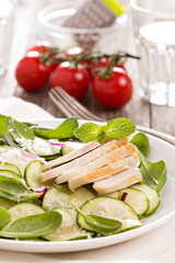 Spinach, zucchini and chicken salad