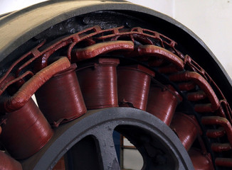 ancient motor rotor in a power plant to produce electricity