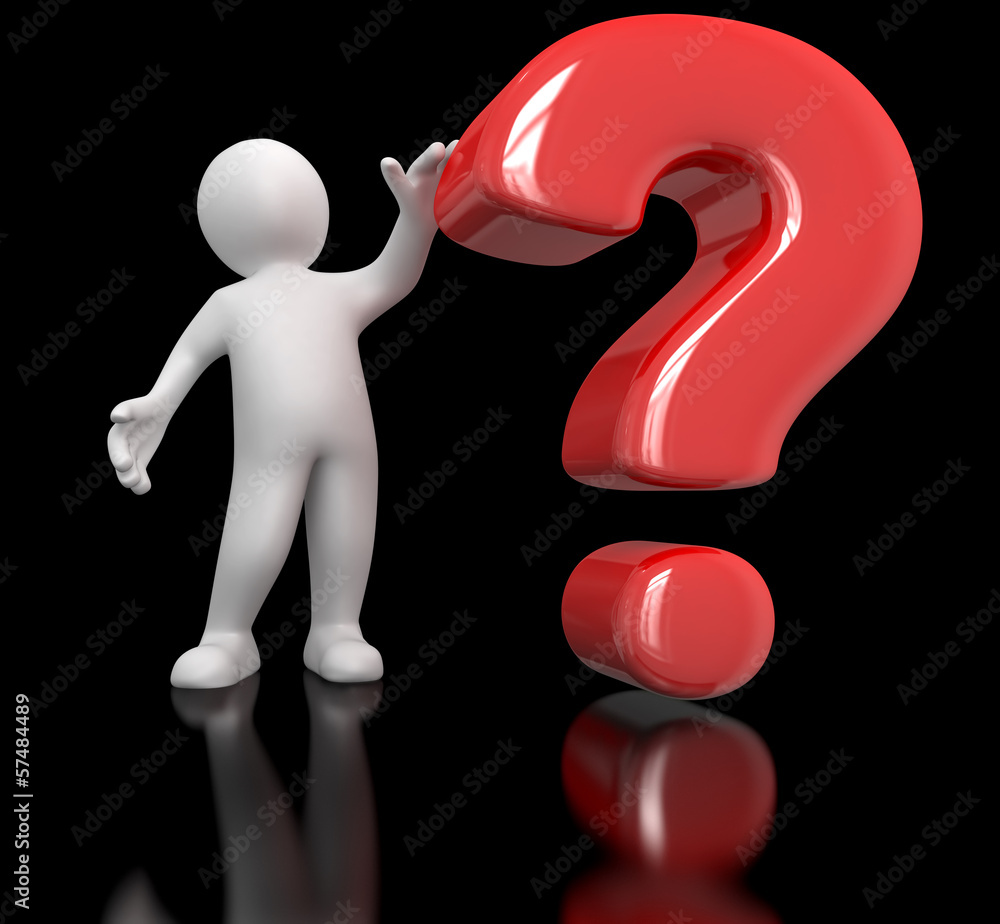 Poster man and question (clipping path included)