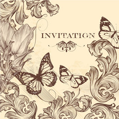 Elegant invitation card in vintage style