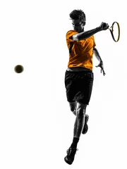 Foto auf Leinwand man tennis player silhouette © snaptitude