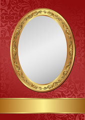 red background with golden frame