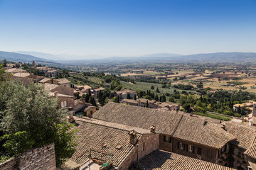 view of medieval Assisi town, Italy