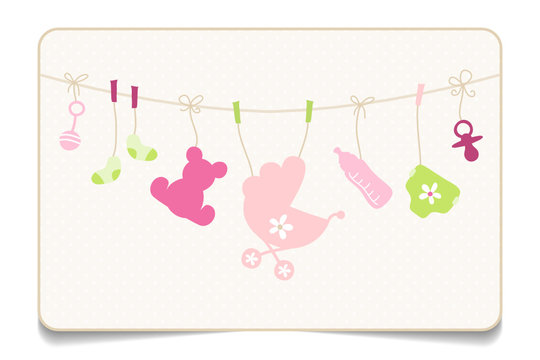 Gift Card Baby Symbols Girl Retro Dots