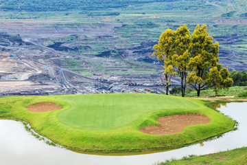 Golf course and lake at Mae Mo Mine