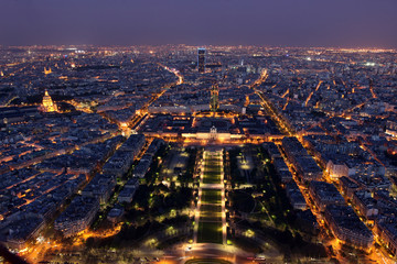 Night view of Paris from the Eiffel Tower