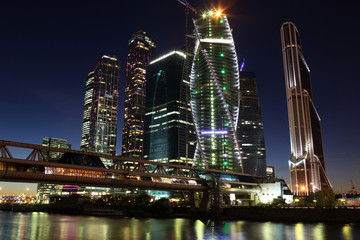 Fototapeta na wymiar Beautiful night view Skyscrapers City international business cen