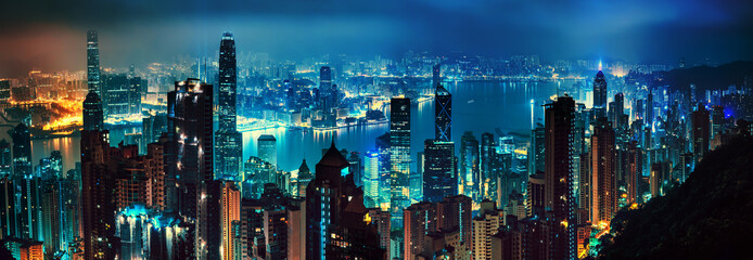 Hong Kong panorama - obrazy, fototapety, plakaty