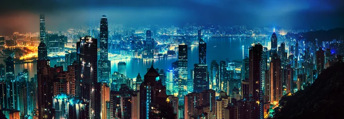 Crédence de cuisine en verre imprimé Panoramique Panorama de Hong-Kong