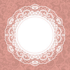 Elegant doily on lace gentle background. Scrapbook element. - 57492632