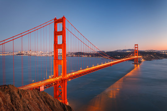 Fototapeta Fototapeta Most Golden Gate w czasie zachodu słońca ścienna