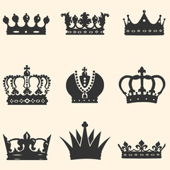 Obraz premium vector set of 9 crown icons