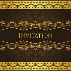Vintage background with decorative gold borders