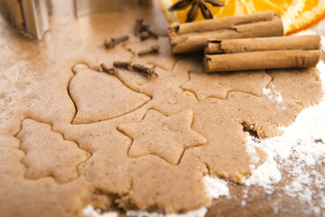 Baking ingredients for Christmas gingerbread