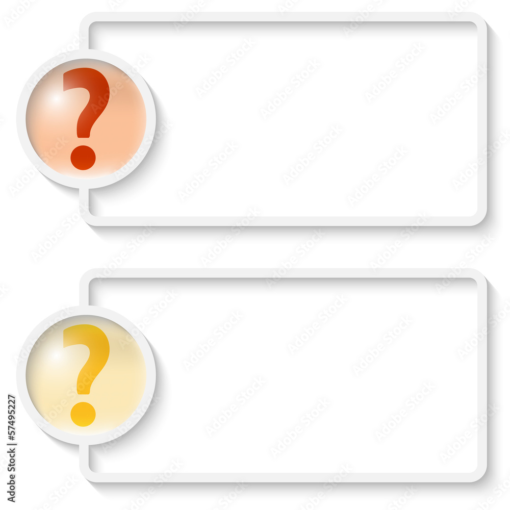 Poster two white abstract text frame with question mark