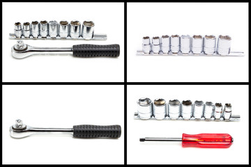 Fototapeta premium Set of chromeplated wrench and dadoes