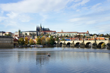 Fototapeta na wymiar Prague Castle and Charles bridge, Czech Republic