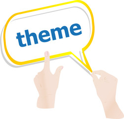 hands push word theme on speech bubbles
