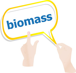 hands holding abstract cloud with biomass word