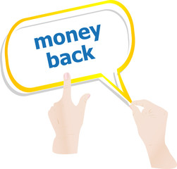 hands push word money back on speech bubbles