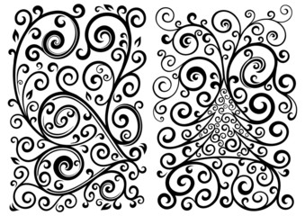 Set of two vector floral illustrations.