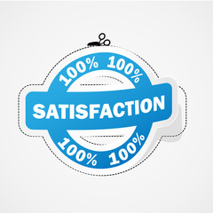 Etiquette "100% SATISFACTION" (service clients qualité avis)