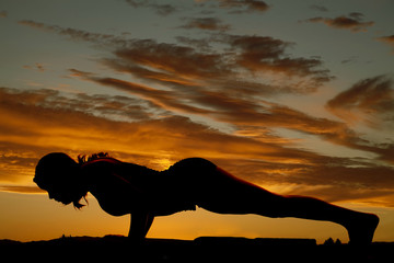 silhouette woman pushup