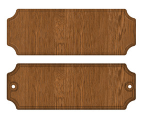 wooden label, isolated on the white background.