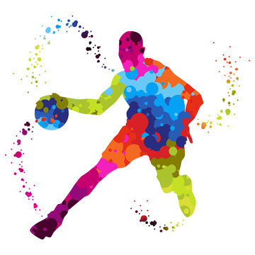 basket ball player with colored dots
