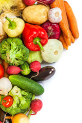 Group of fresh vegetables isolated on a white background