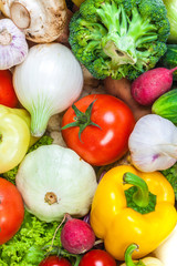 Group of fresh vegetables isolated on a white background