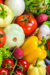 Group of fresh vegetables isolated on a white background