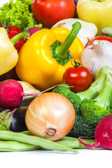 Group of fresh vegetables isolated on a white background