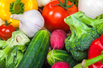 Group of fresh vegetables isolated on a white background