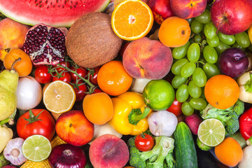 Group of fresh vegetables isolated on white